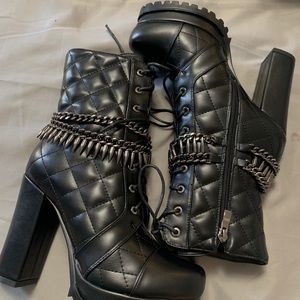 Black combat boots